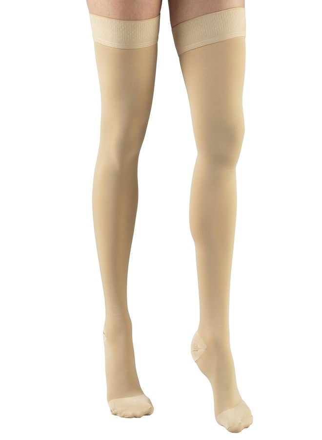 Truform 20-30 Mmhg Compression Stockings for Men & Women, Thigh High Length, Dot Top, Closed Toe, Beige, Medium - Image 2